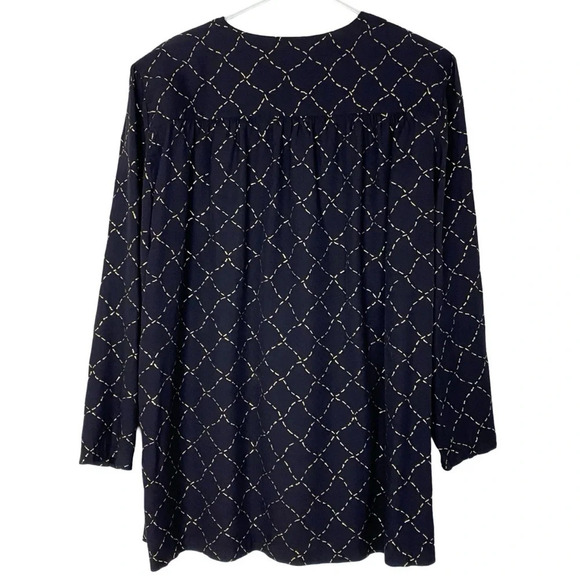 Vintage 90s Cardigan Blazer Womens Plus Size 1X 2X Navy Blue Gold Flowy Rayon - Picture 2 of 11